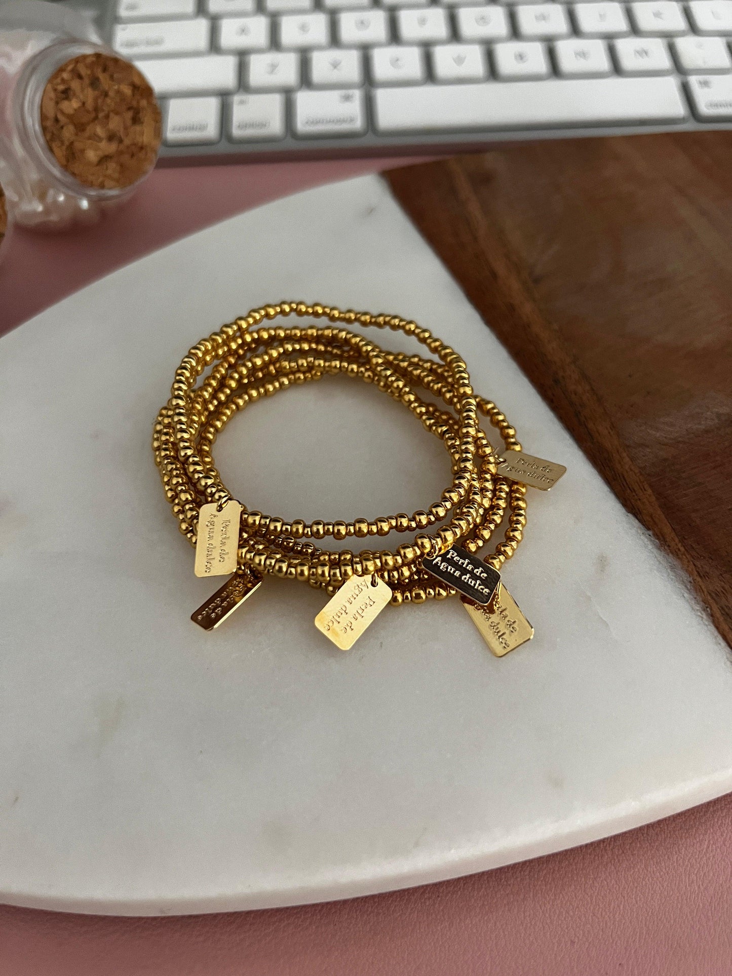 Gold Bracelet - Perla De Agua Dulce