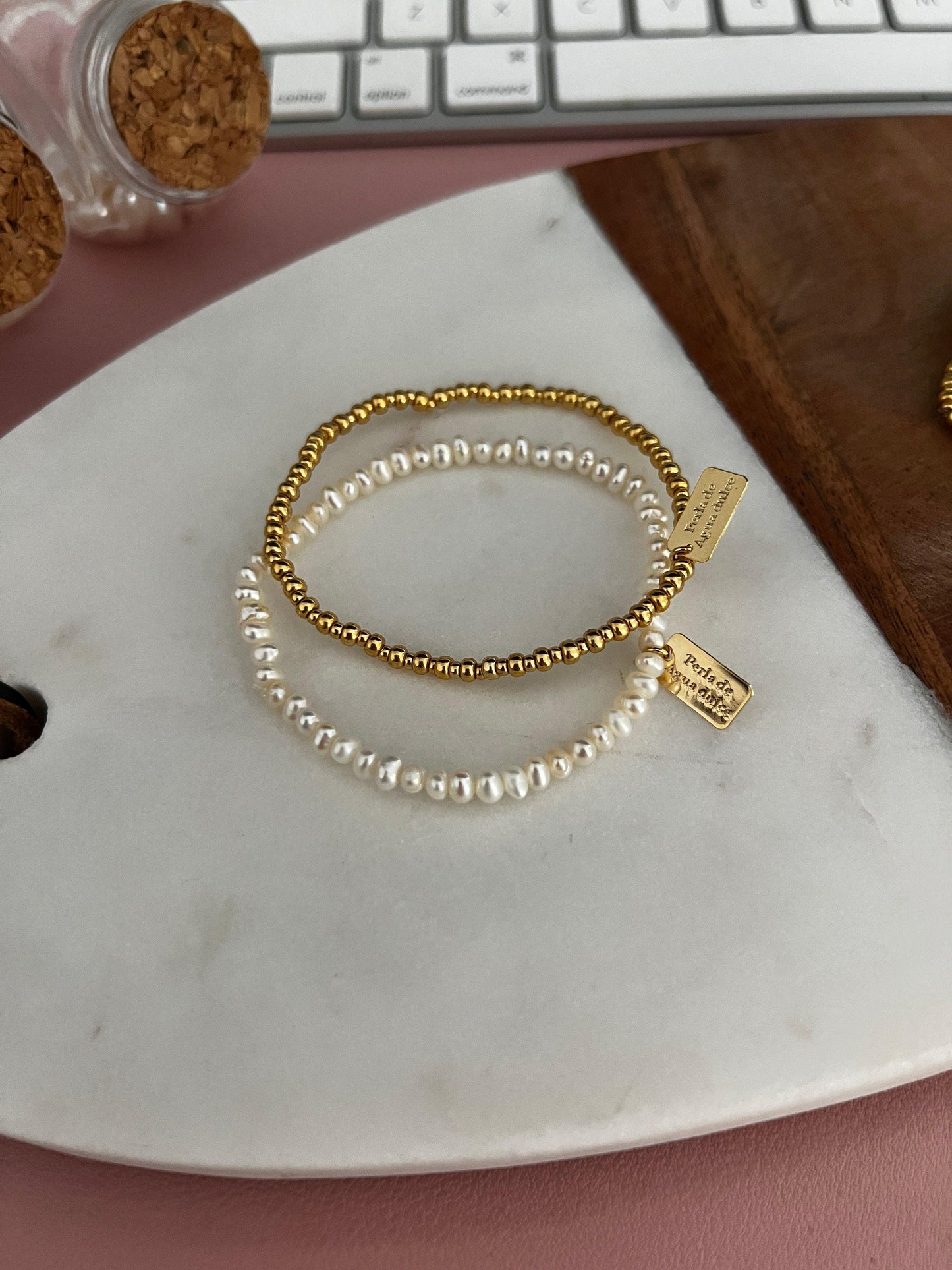 Gold Bracelet - Perla De Agua Dulce