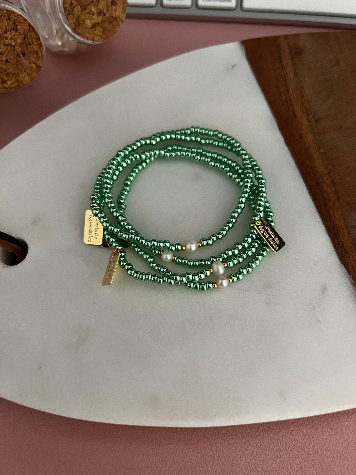 Metallic Bracelet - Perla De Agua Dulce