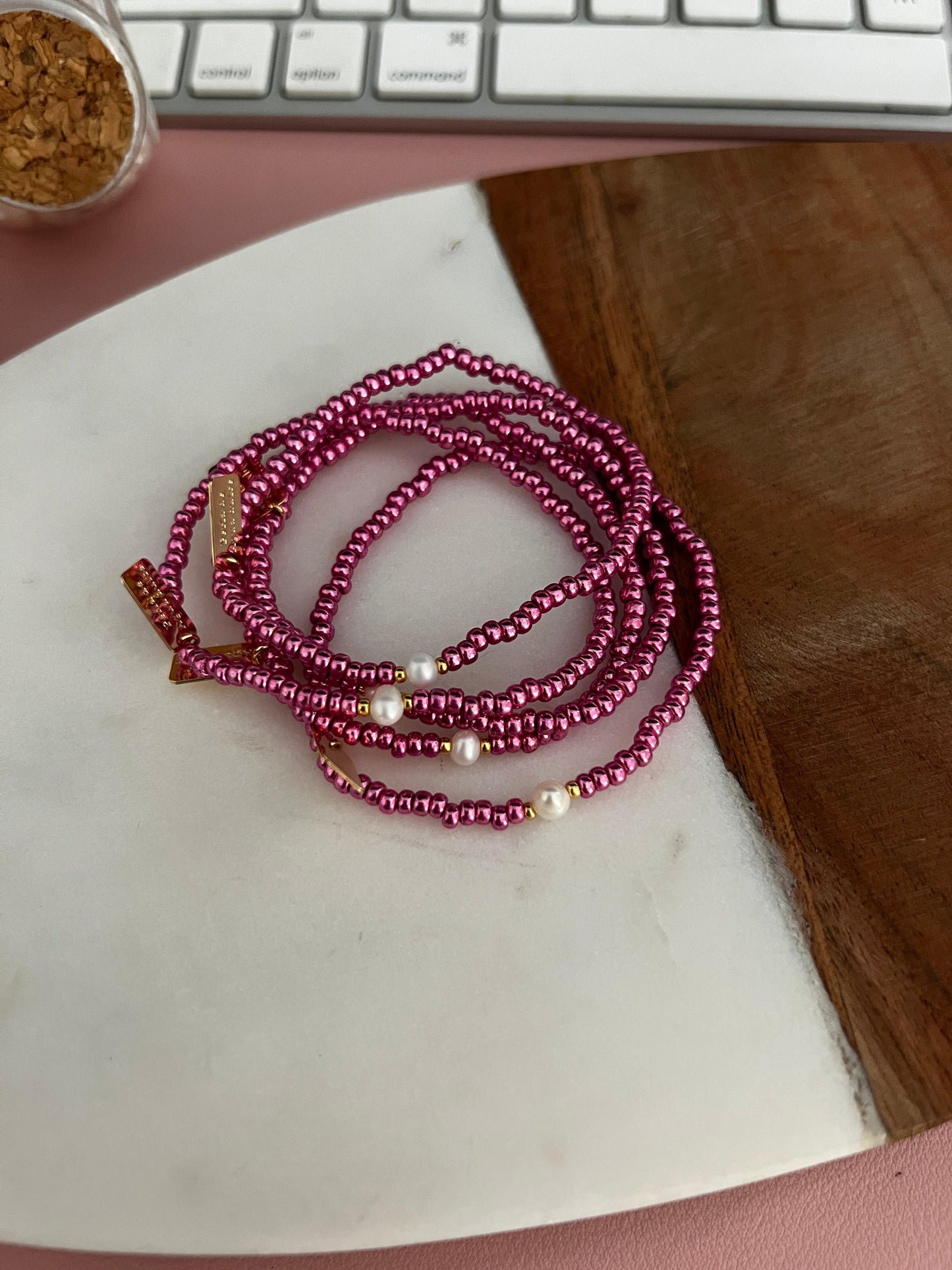 Metallic Bracelet - Perla De Agua Dulce