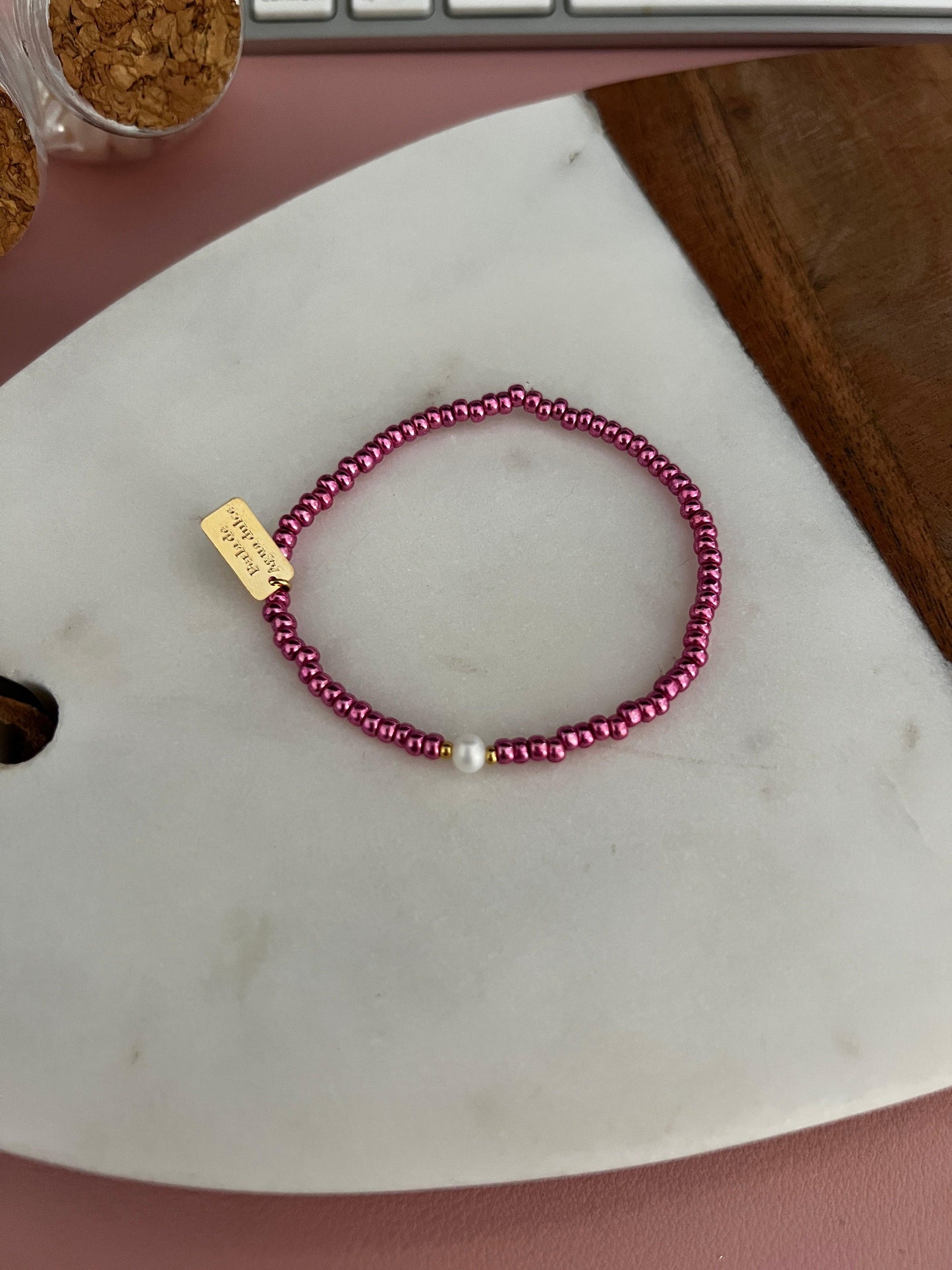 Metallic Bracelet - Perla De Agua Dulce