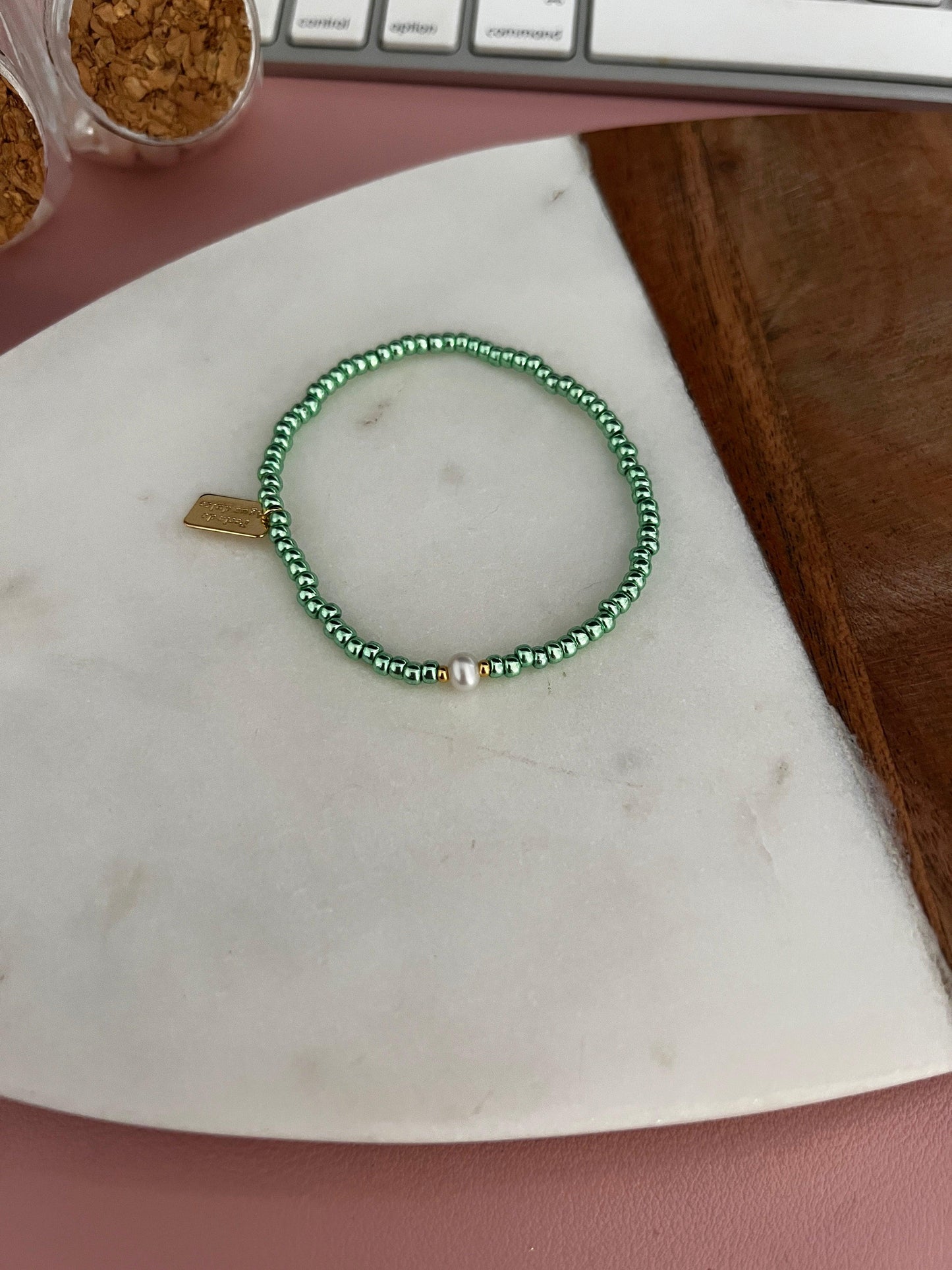 Metallic Bracelet - Perla De Agua Dulce