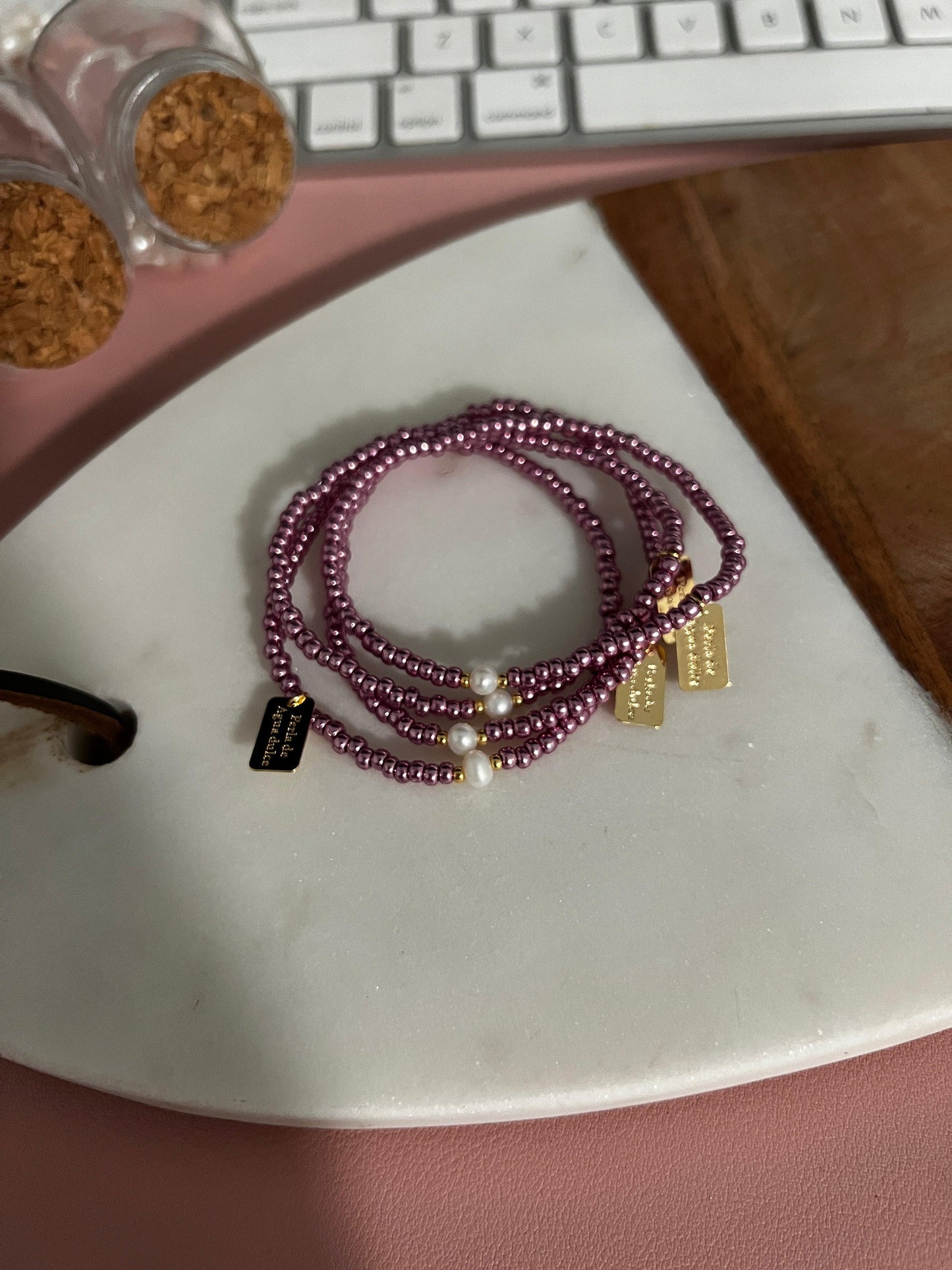 Metallic Bracelet - Perla De Agua Dulce