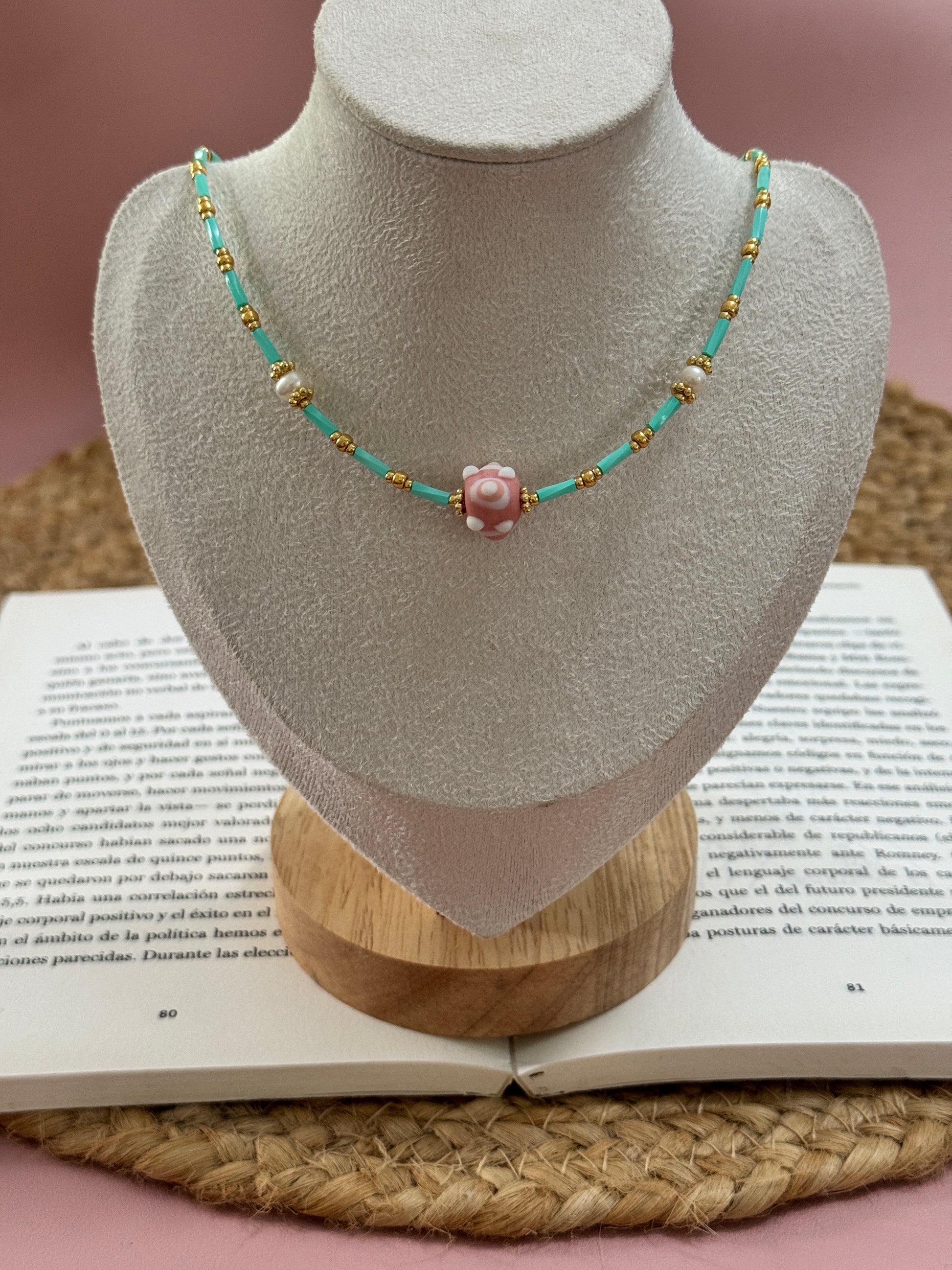 Pink murano necklace - Perla De Agua Dulce